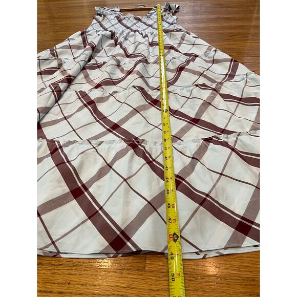 Hill House Ellie Nap Dress in Matilda Plaid Sz L Ruched Bodice Tiered Ruffles - Picture 8 of 9